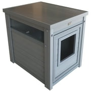 New Age Pet® ECOFLEX® Litter Loo® Litter Box Enclosure End Table, Durable and Eco-Friendly Wood Plastic Composite, Easy to Clean, Flip Down Door for Simple Cleanup, No Tool Assembly- Gray